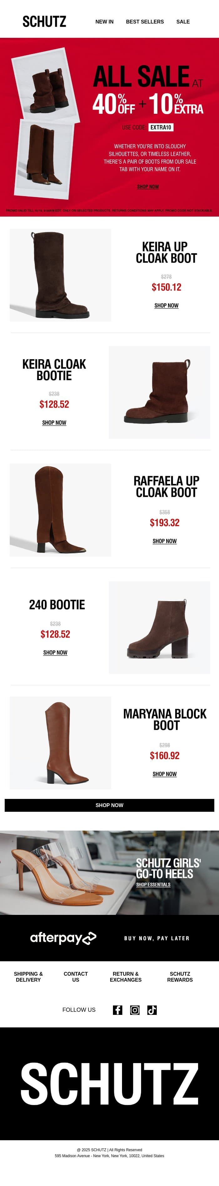 40% OFF ALL Sale Boots email from Schutz screenshot