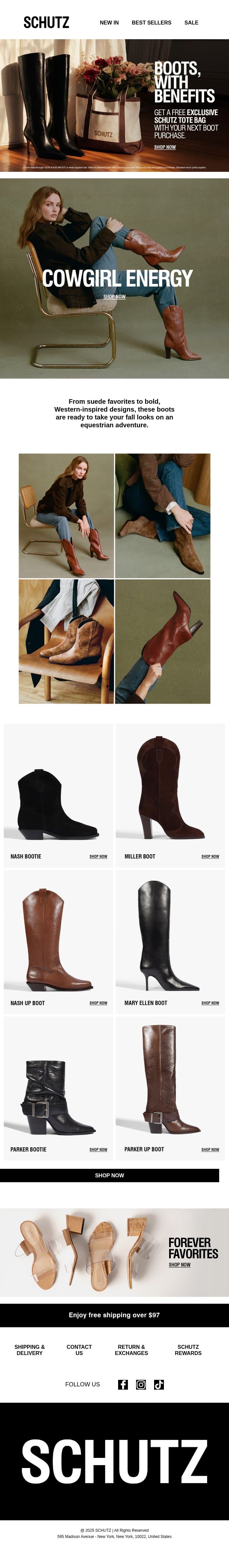 Welcome To Your Cowgirl Era email from Schutz screenshot