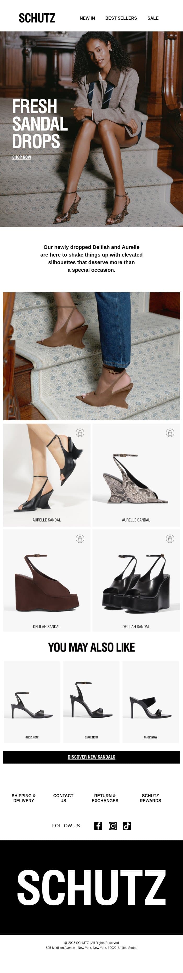 Fresh Sandal Drops email from Schutz screenshot