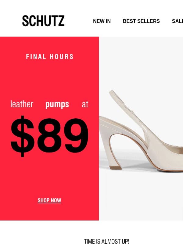 Last Call for $89 Leather Styles email from Schutz