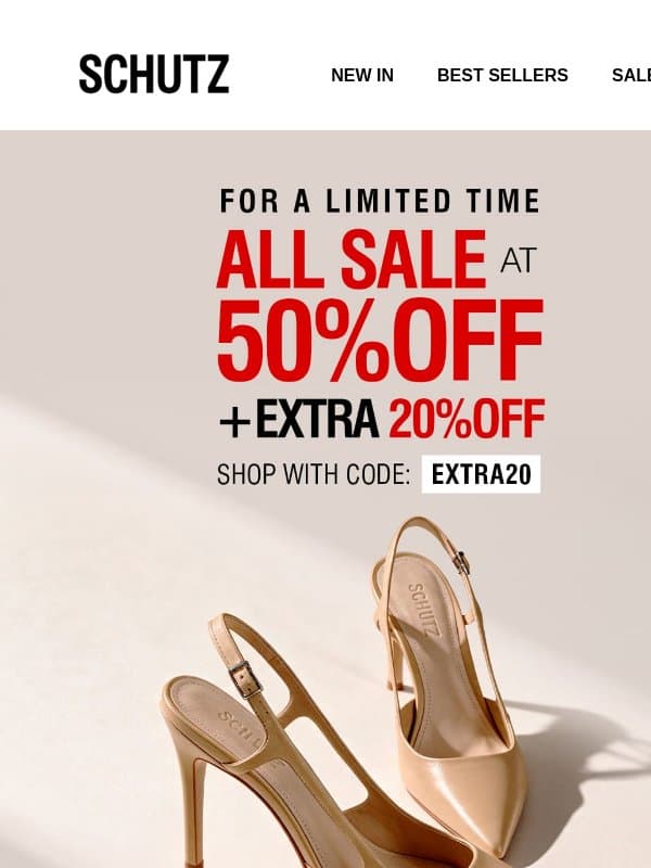 50% Off Need Now Sale Styles email from Schutz