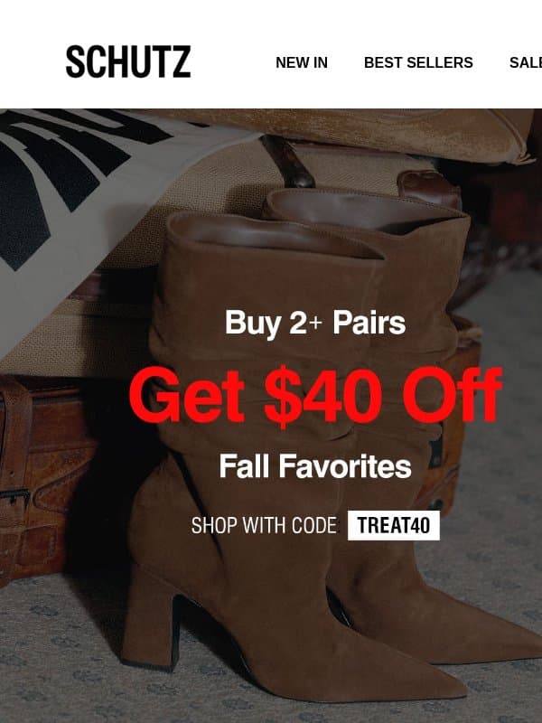 Save $40 On Double The Pairs email from Schutz