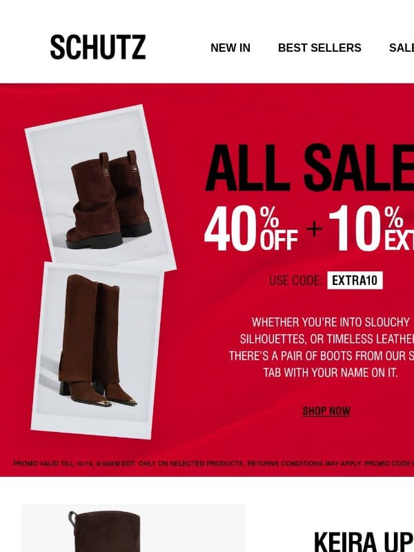 40% OFF ALL Sale Boots email from Schutz