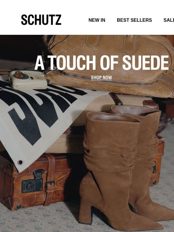 Suede Is Calling email from Schutz
