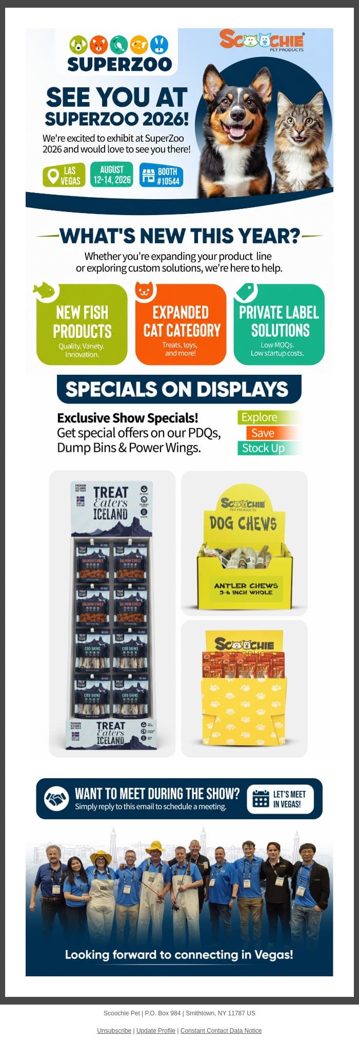 SuperZoo 2026: Let's meet in Vegas! (Booth #10544) email from Scoochie Pet screenshot