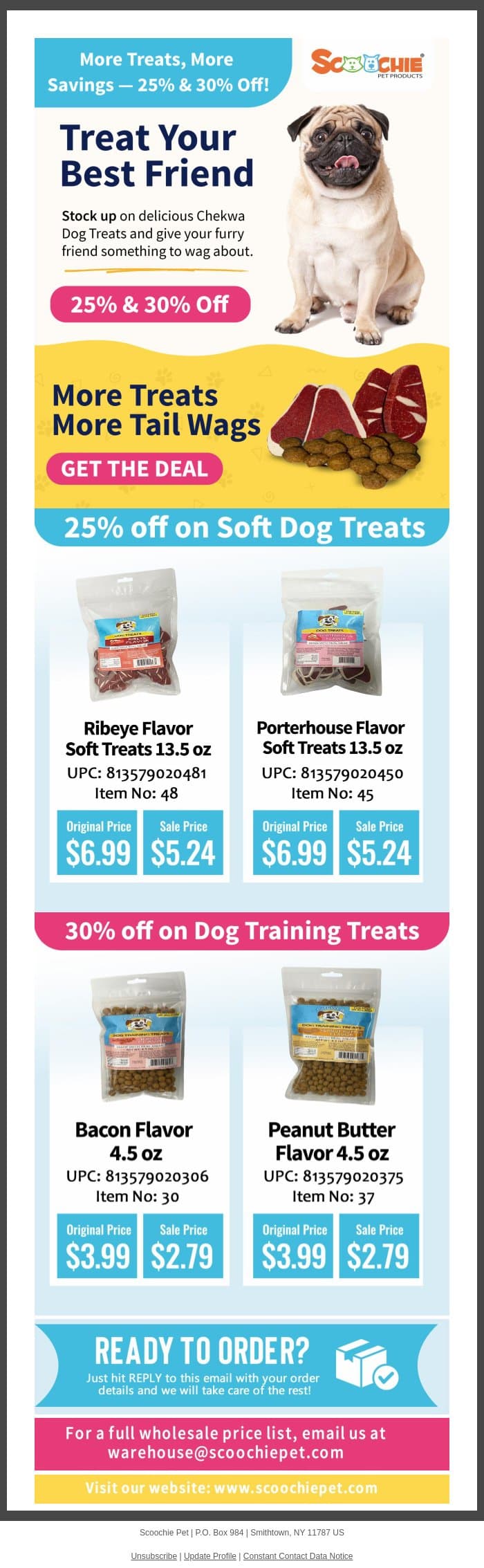 Stock up and Save: Discounted Chekwa Dog Treats email from Scoochie Pet screenshot