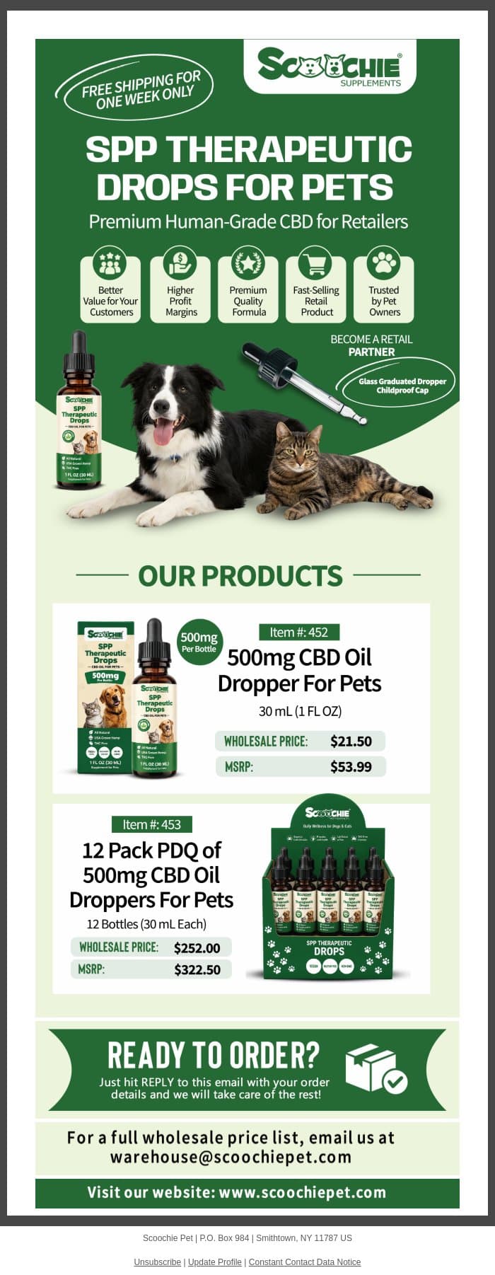 New from Scoochie Supplements: SPP Therapeutic Drops email from Scoochie Pet screenshot
