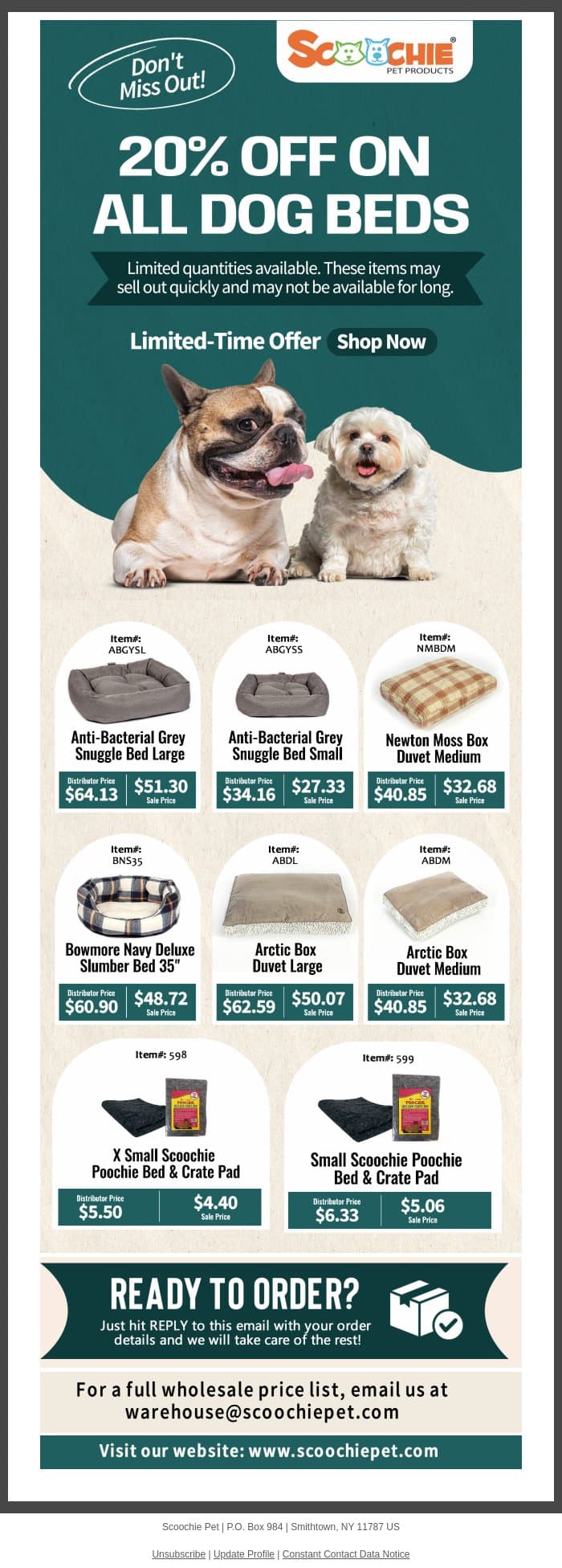 20% OFF: All Scoochie Dog Beds (Limited Stock) email from Scoochie Pet screenshot