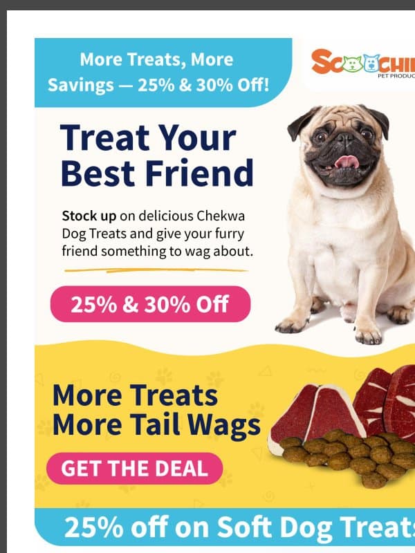 Stock up and Save: Discounted Chekwa Dog Treats email from Scoochie Pet