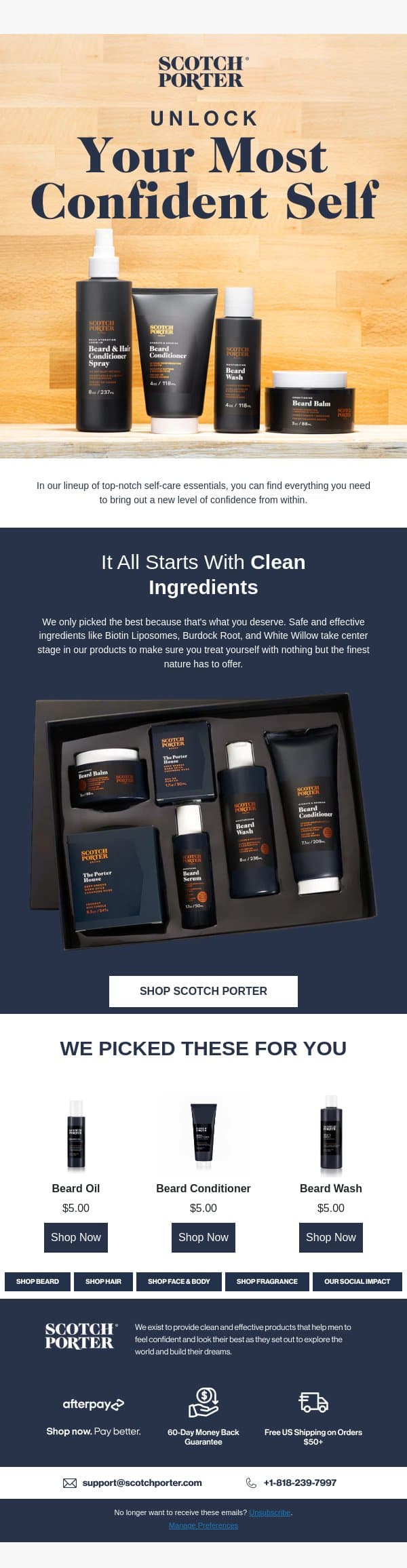 Experience Top-Notch Quality Self-Care email from Scotch Porter screenshot