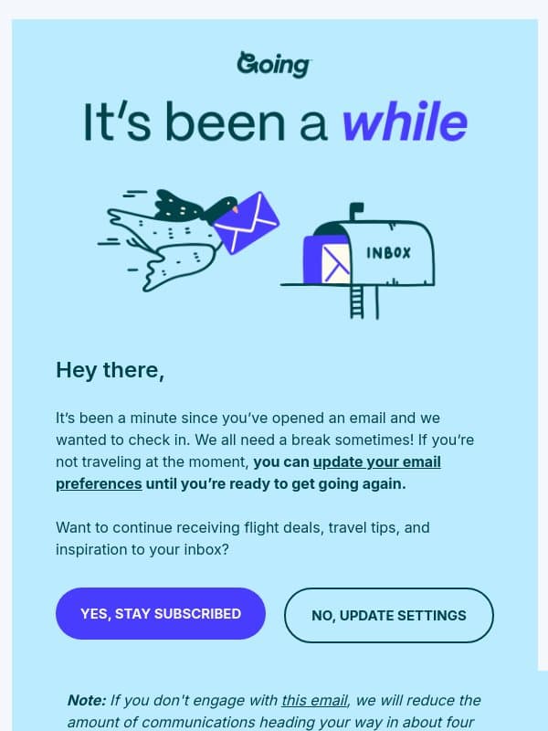It’s been a while! email from Scott's Cheap Flights
