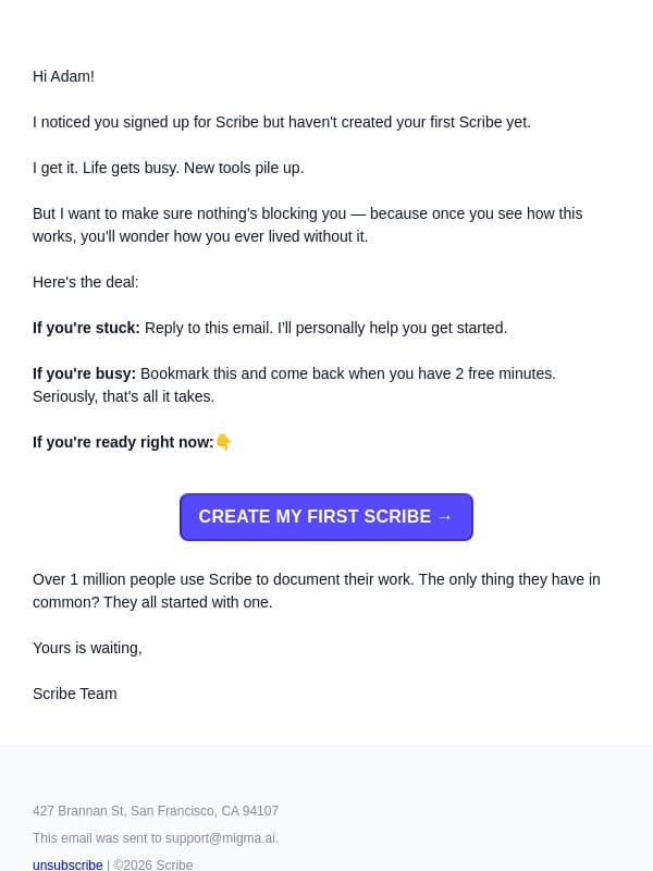 Did something go wrong? ๐ค email from Scribe