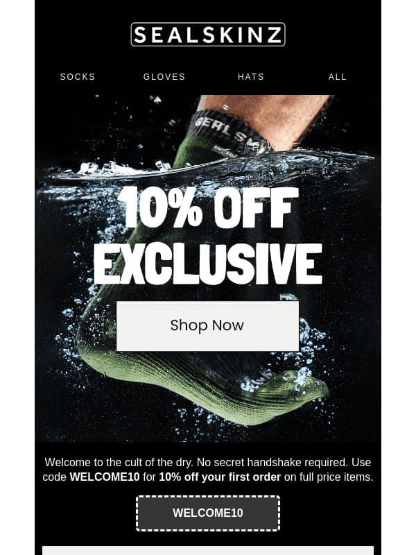 Welcome to Sealskinz email from Sealskinz