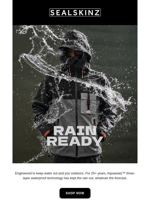 RAIN READY email from Sealskinz