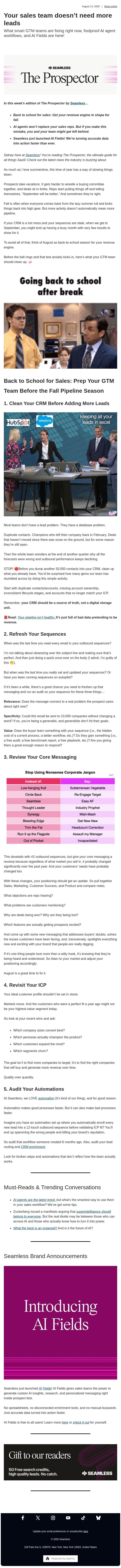Your sales team doesn’t need more leads email from Seamless.ai screenshot