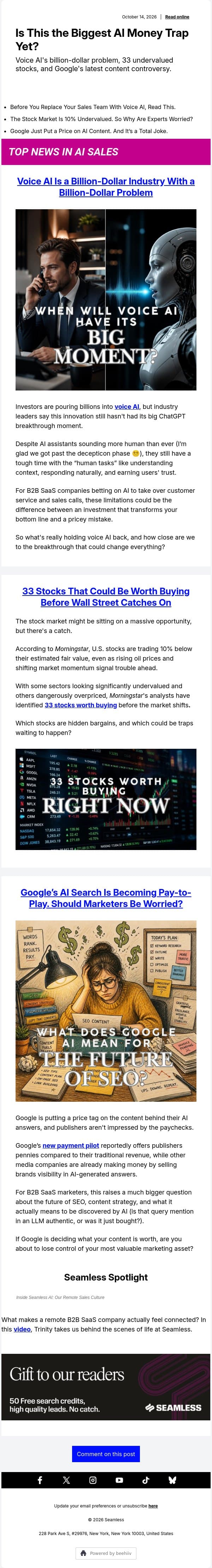 Is This the Biggest AI Money Trap Yet? email from Seamless.ai screenshot