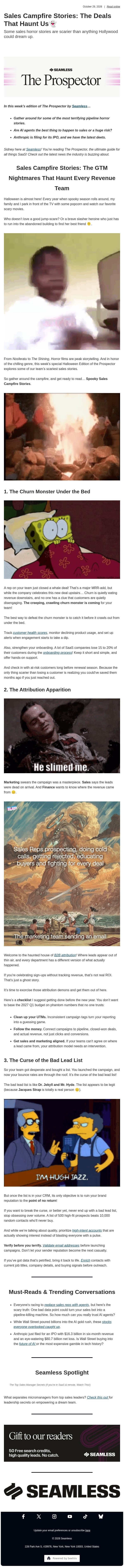 Sales Campfire Stories: The Deals That Haunt Usđź‘» email from Seamless.ai screenshot