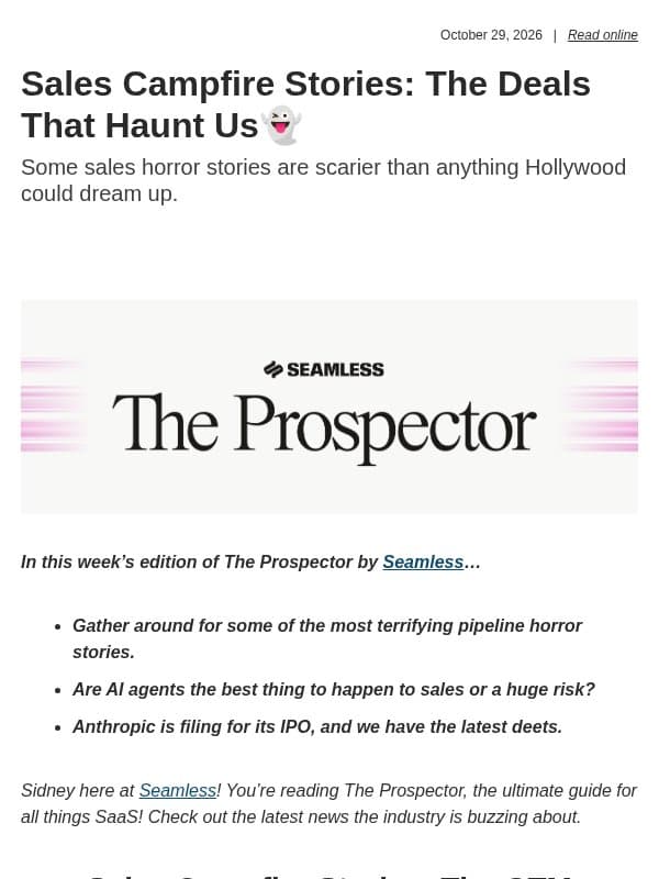 Sales Campfire Stories: The Deals That Haunt Us👻 email from Seamless.ai