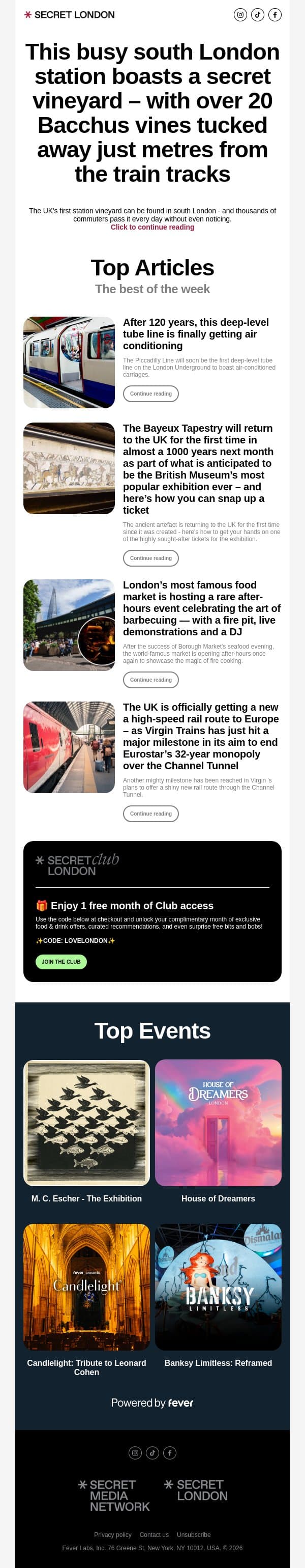 This busy south London station boasts a secret vineyard – with over 20 Bacchus vines tucked away just metres from the train tracks email from Secret London screenshot