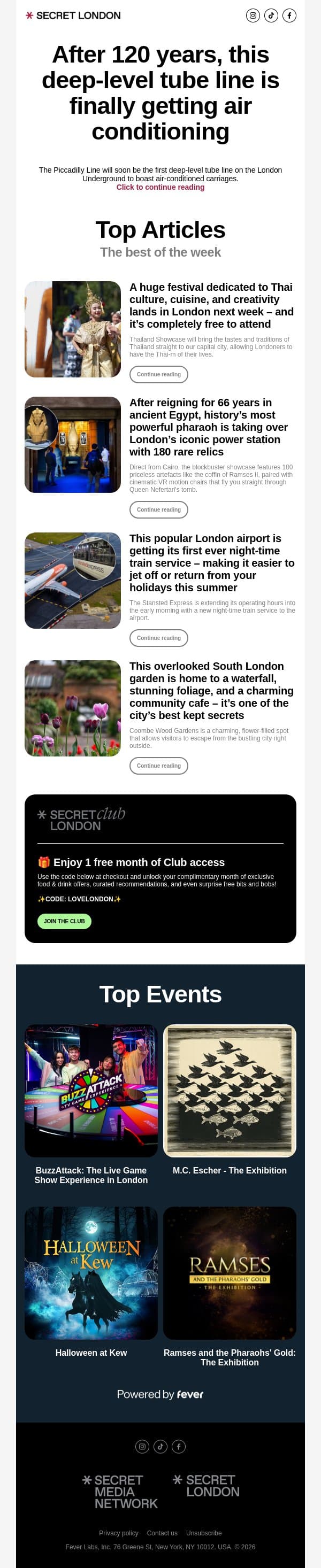 After 120 years, this deep-level tube line is finally getting air conditioning email from Secret London screenshot