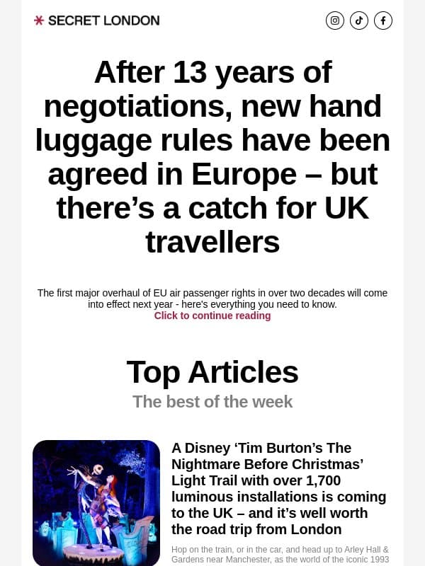After 13 years of negotiations, new hand luggage rules have been agreed in Europe – but there’s a catch for UK travellers email from Secret London