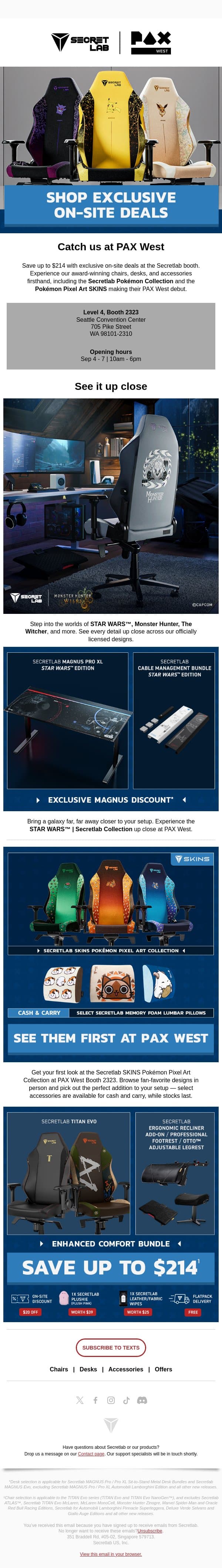 We’re at PAX West | See the new Pokémon Collection email from Secretlab screenshot