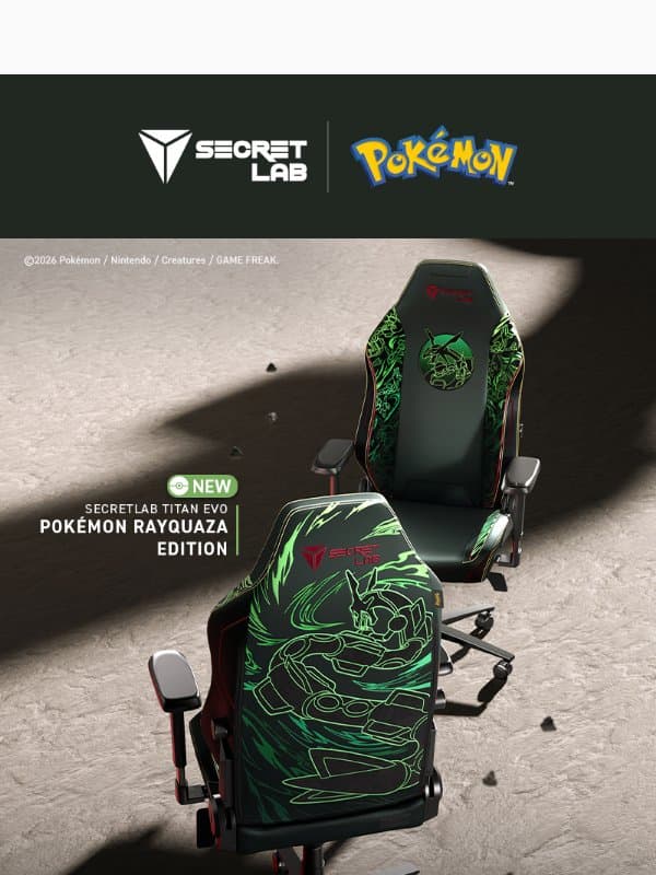 🆕Rayquaza descends on the Secretlab Pokémon Collection email from Secretlab
