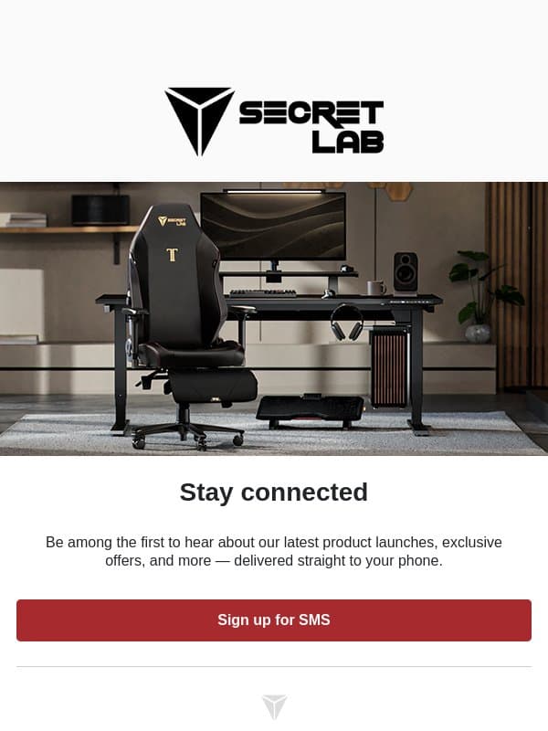 Let's keep in touch email from Secretlab
