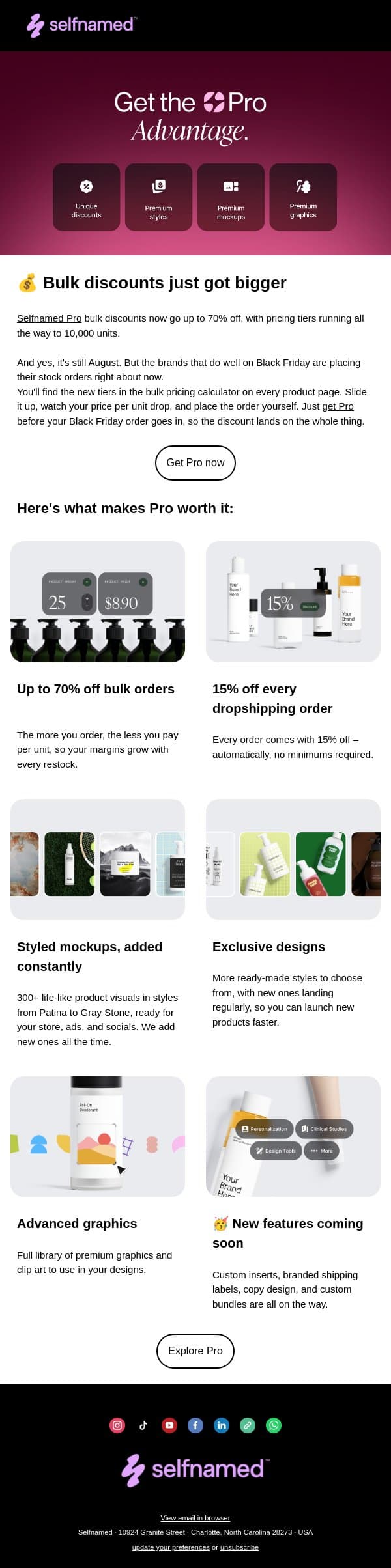 Now up to 70% off bulk email from Selfnamed screenshot