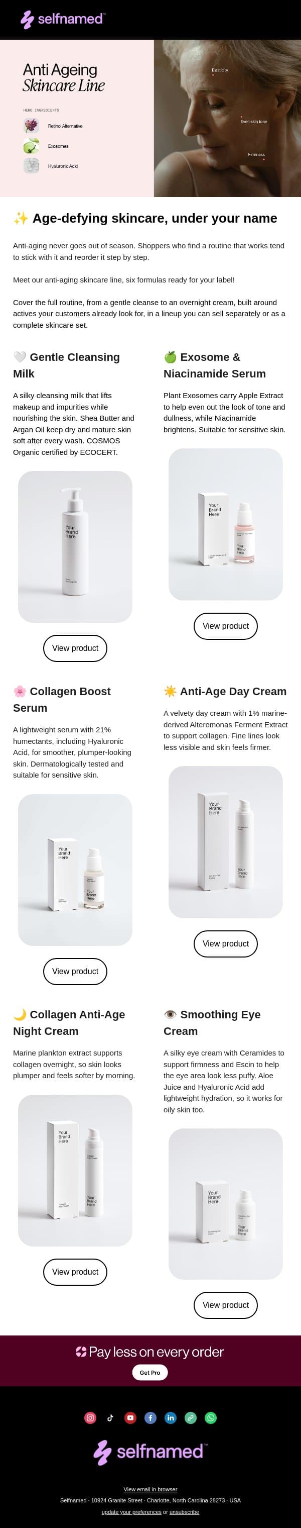 Fine lines, meet your new product line ⭐ email from Selfnamed screenshot