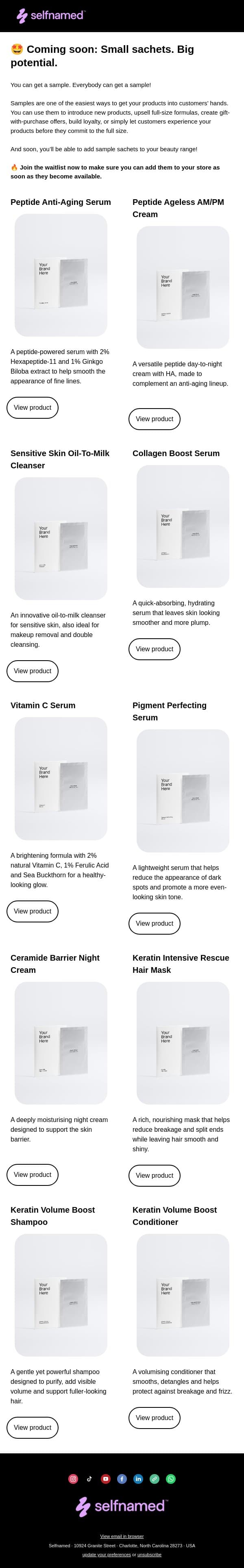 π£ Coming soon: Sample sachets email from Selfnamed screenshot