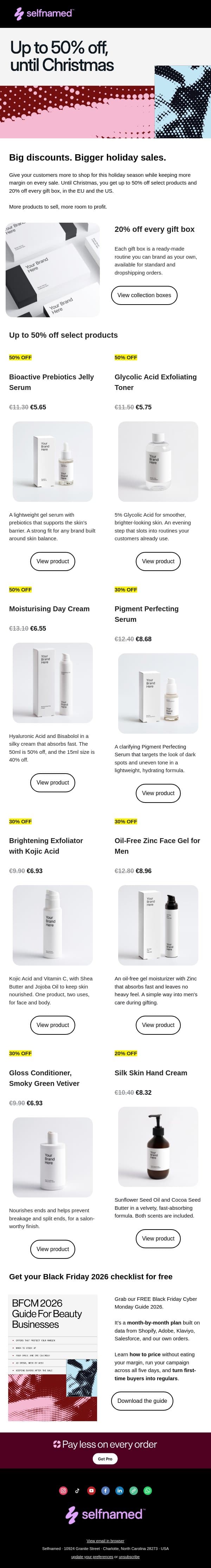 Buy at up to 50% off email from Selfnamed screenshot