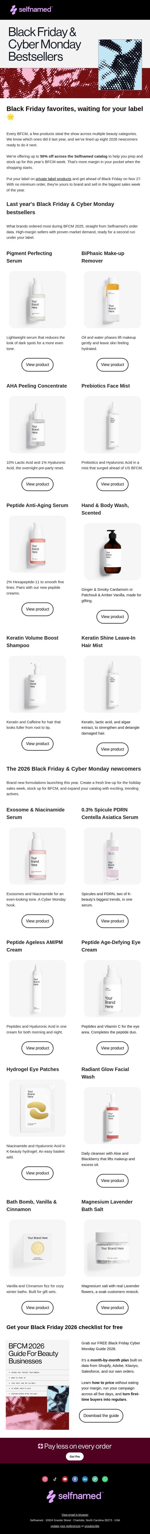 🏆 Black Friday bestsellers for your beauty lineup email from Selfnamed screenshot