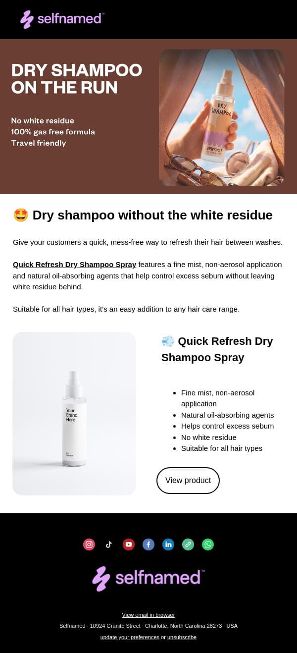 π« Dry shampoo, upgraded. email from Selfnamed screenshot