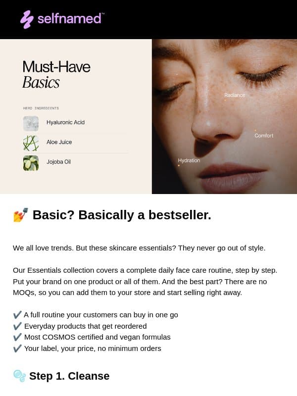 🌟 Every face care line needs these email from Selfnamed