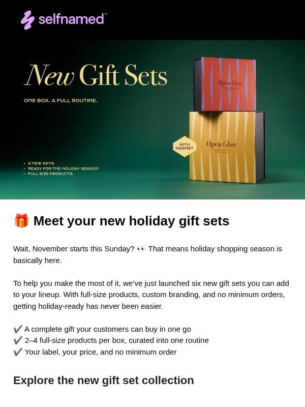 🎁 NEW: 6 gift sets for your holiday lineup email from Selfnamed
