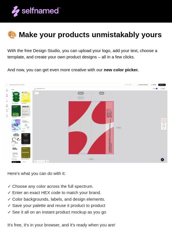 π¨ New in Design Studio: Color Picker email from Selfnamed