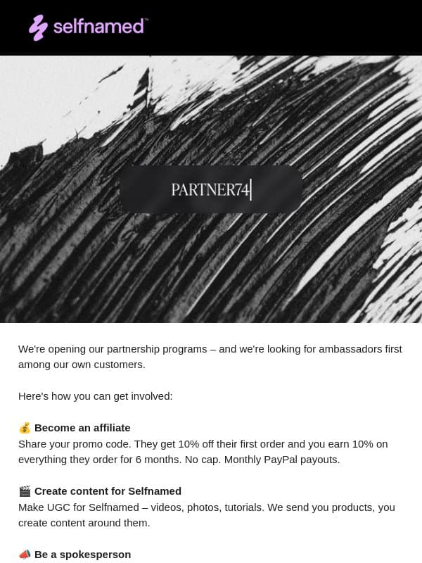 π Become an ambassador email from Selfnamed