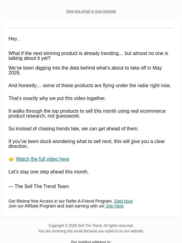 This May’s winning products are hiding in plain sight… email from Sell The Trend