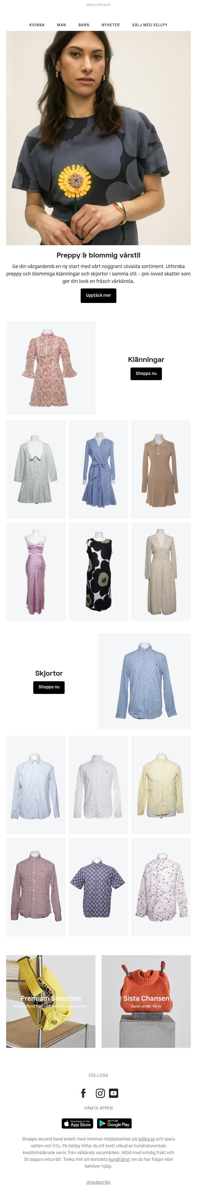 Lätta klänningar & tidlösa skjortor för våren 🌿 email from Sellpy screenshot