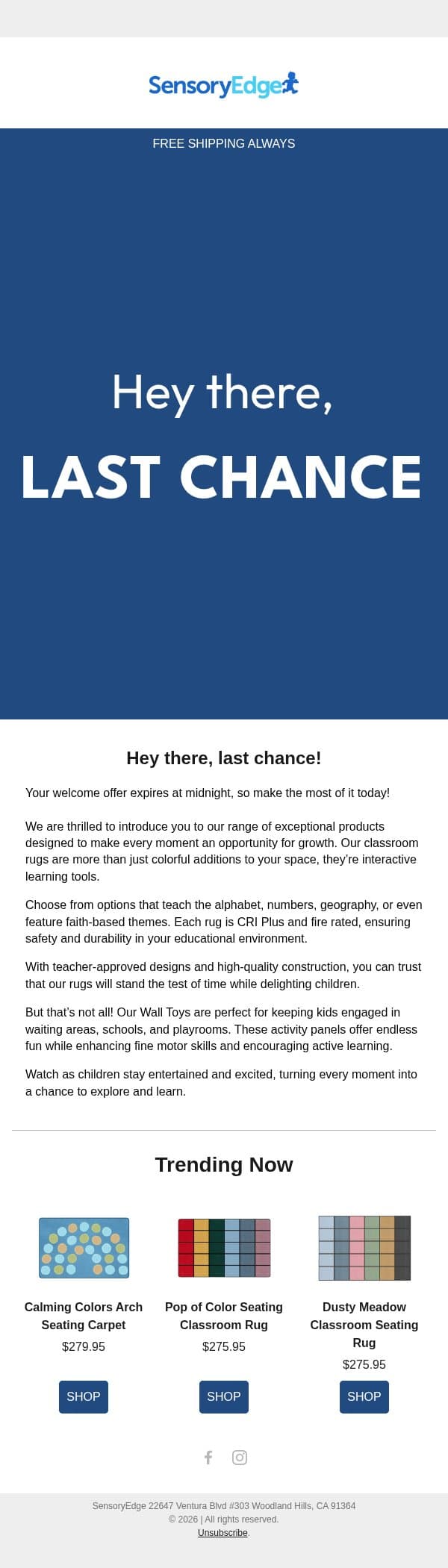 Hey, last call! 📣 email from SensoryEdge screenshot