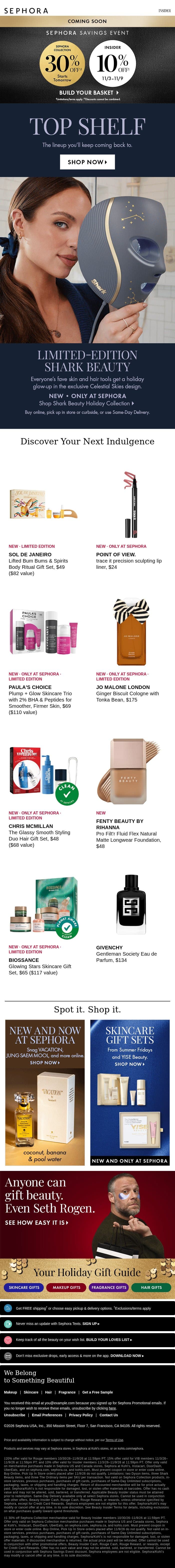 Top-shelf beauty, right this way ππ½ email from Sephora screenshot