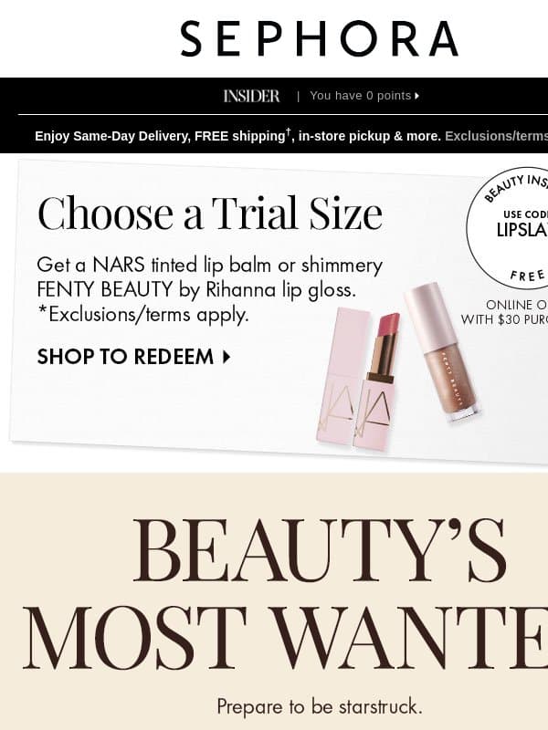 Open for the beauty icons email from Sephora