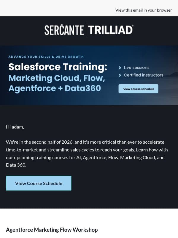 π Salesforce training to accelerate campaign & sales cycles email from Sercante LLC