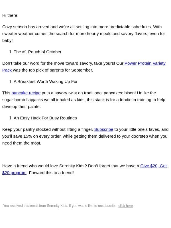 Serenity Kids Digest: October edition email from Serenity Kids