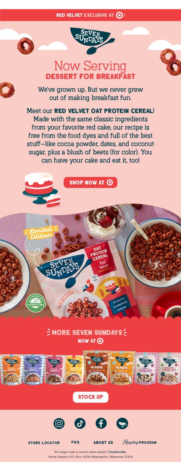 Dessert for Breakfast! 🎂♥️ email from Seven Sundays screenshot