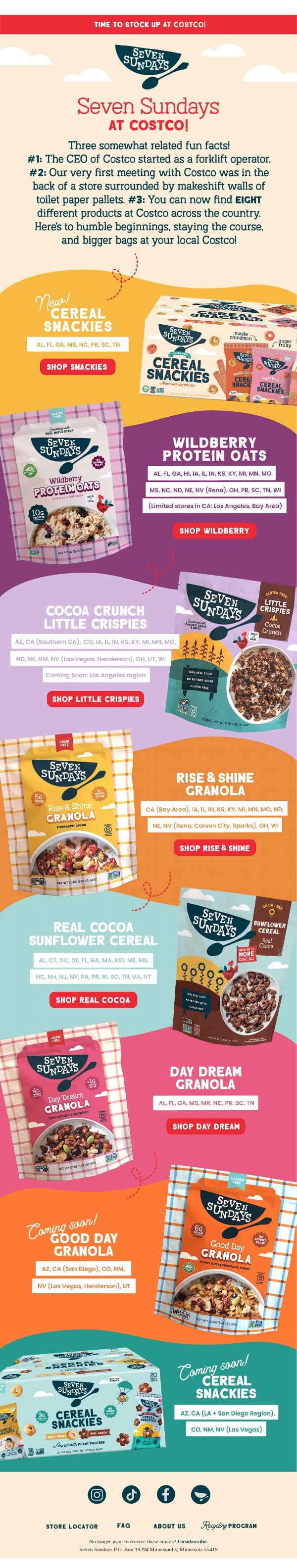 So much Seven Sundays at Costco! email from Seven Sundays screenshot