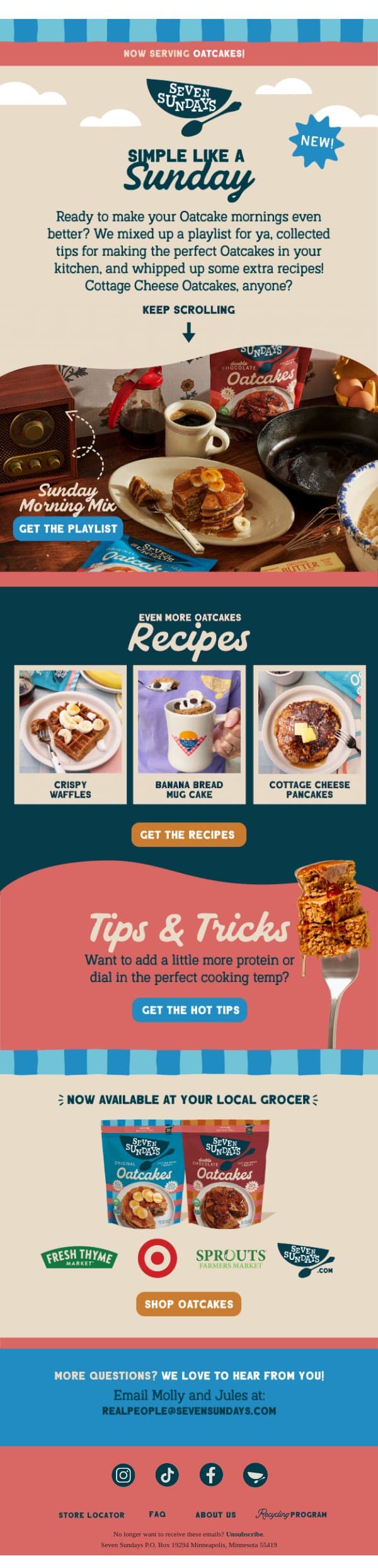 Ready to make your Oatcake mornings even better? email from Seven Sundays screenshot