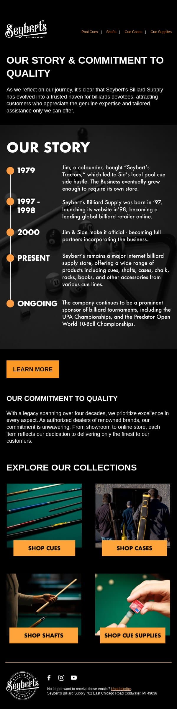 Our Commitment to Quality email from Seyberts screenshot