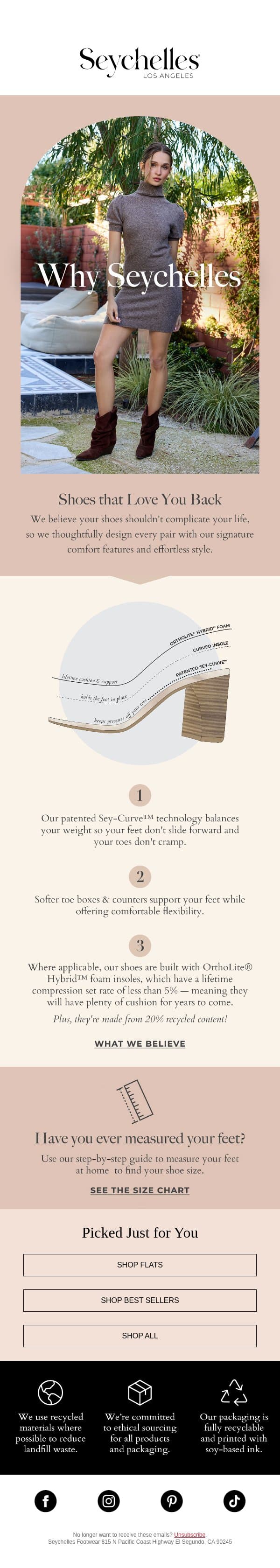 What Makes Us Different email from Seychelles Footwear screenshot